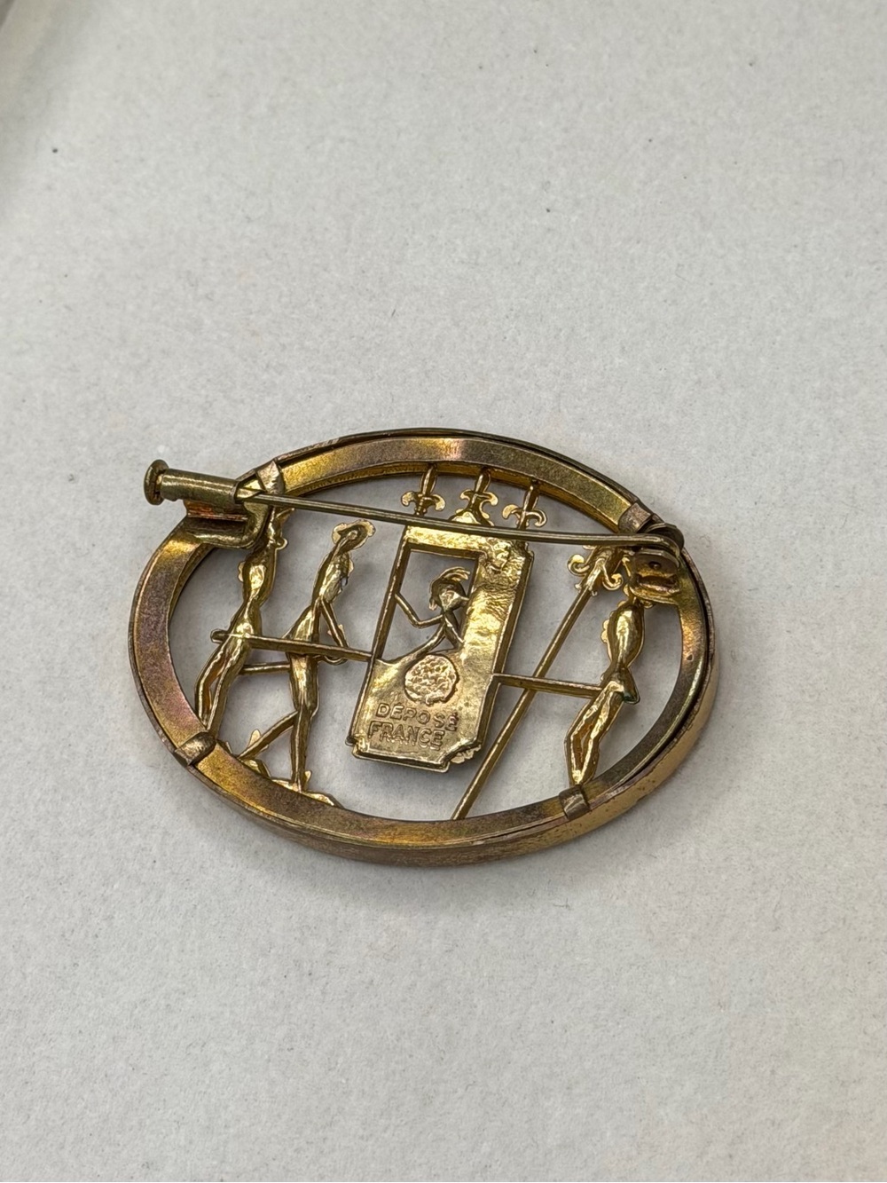 1890-1910s Turn of the Century Vintage Gold-Tone Figural Brooch - French Déposé - Picture 6 of 6